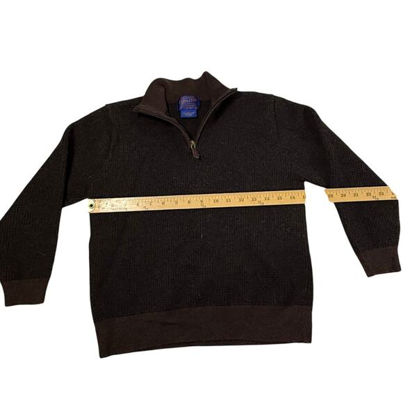 Pendleton Quarter Zip Wool Sweater Brown Mens Medium Merino Wool - Picture 2 of 5